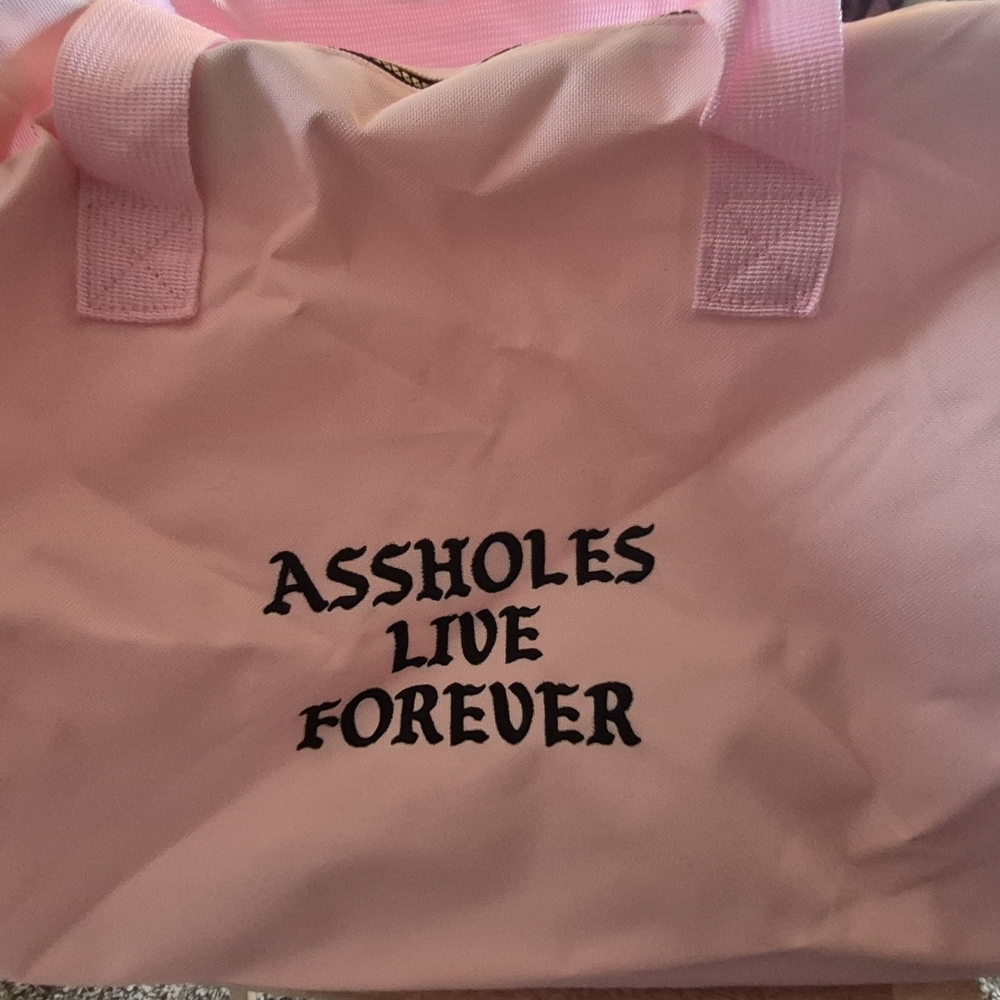 Pink Graphic Statement Tote Bag with Bold Text
